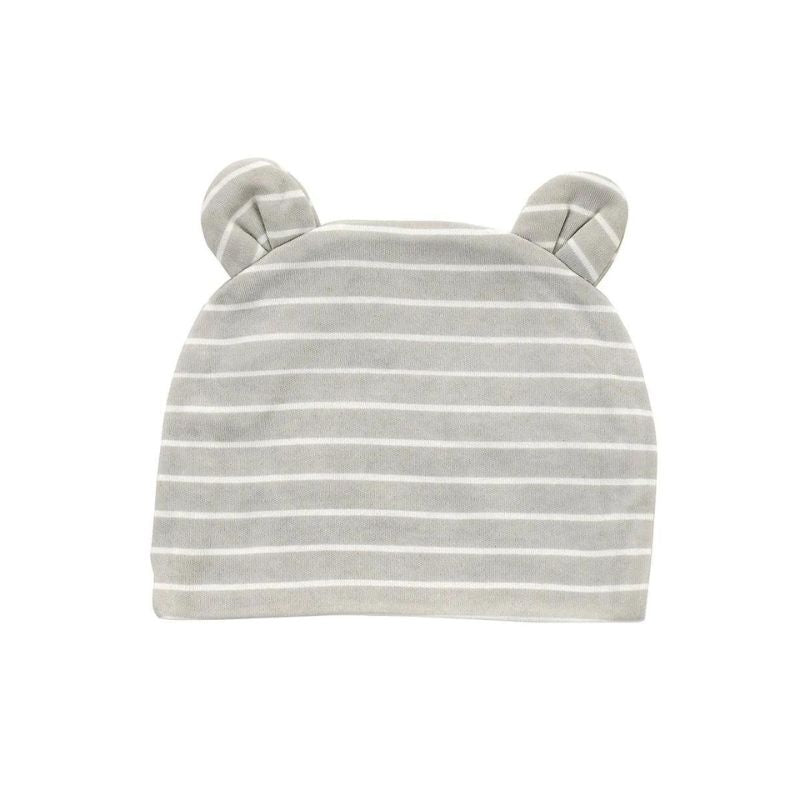 Organic Cotton Beanie Silver Stripe