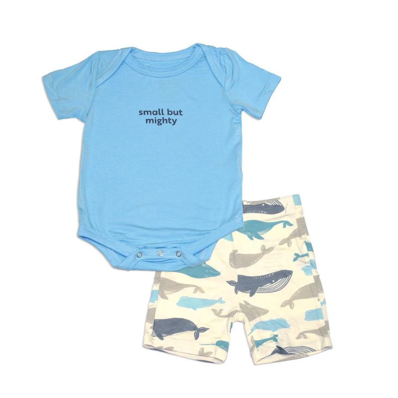 Bamboo Short Sleeve Onesie & Short Set Whale of a Time