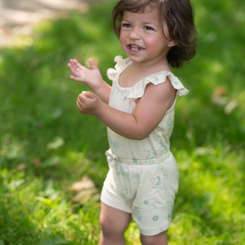 Bamboo Ruffle Romper Go Go Bunny