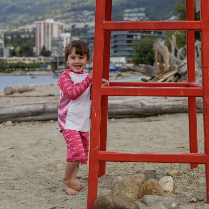 UPF 50 Swim & Sun Shorts Fuchsia Shark