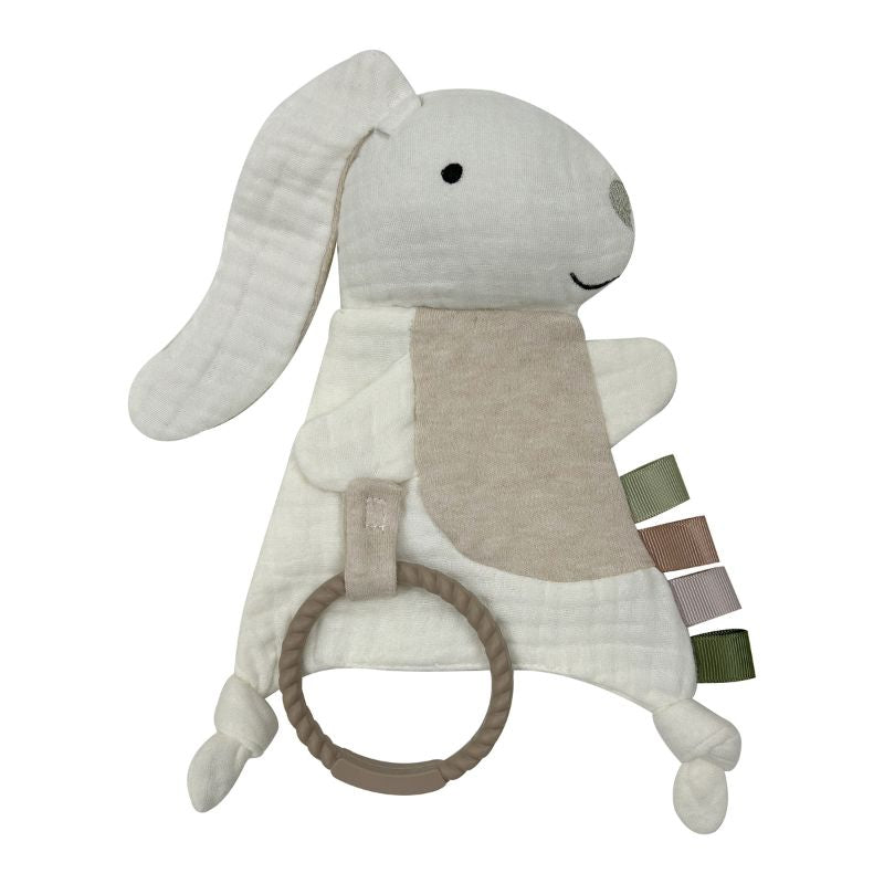 Deluxe 4 ply Muslin Blanket in Coconut Milk with Rabbit Toy