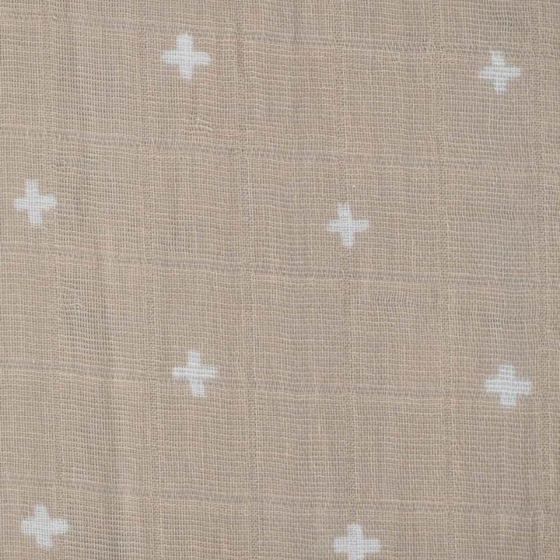 Cotton Muslin Crib Sheets Taupe Cross