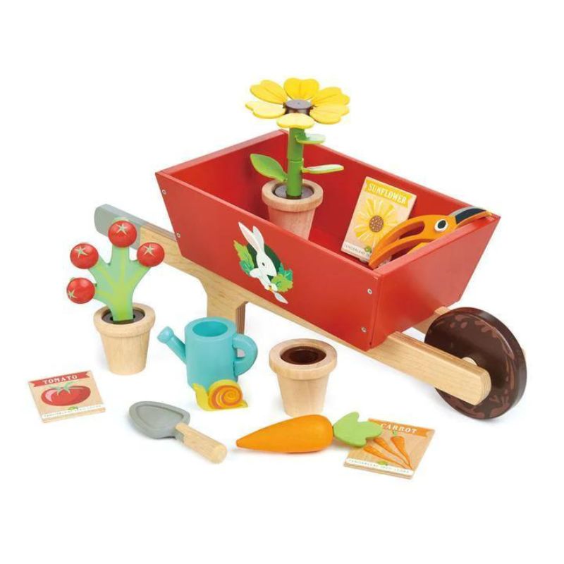 Wooden Garden Wheelbarrow Set