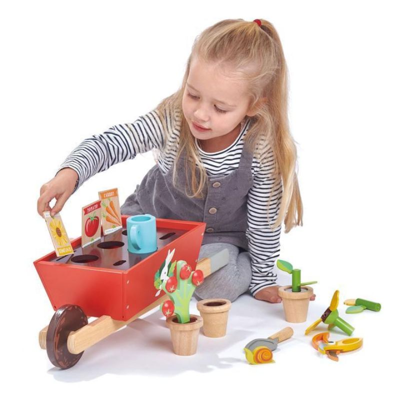 Wooden Garden Wheelbarrow Set