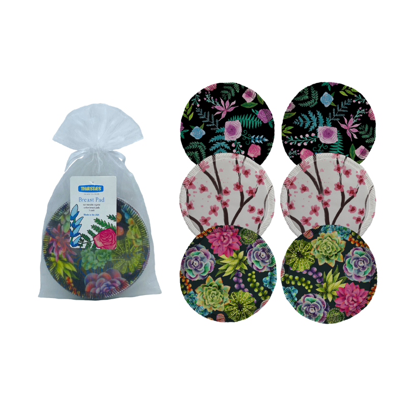 Organic Cotton Breast Pads Floral - 3 Pack