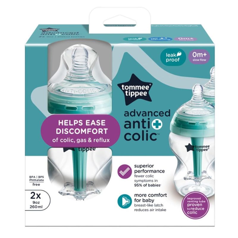 9oz Advanced Anti-Colic Baby Bottle with Slow Flow Breast-Like Nipple-2 Pack