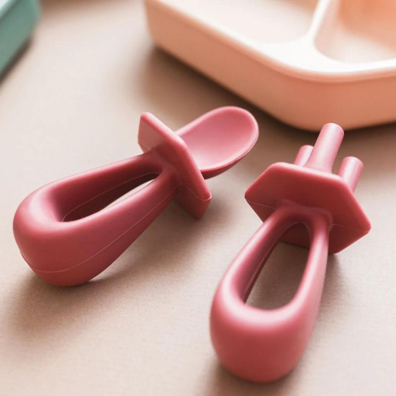 Silicone Training Utensils Burgundy