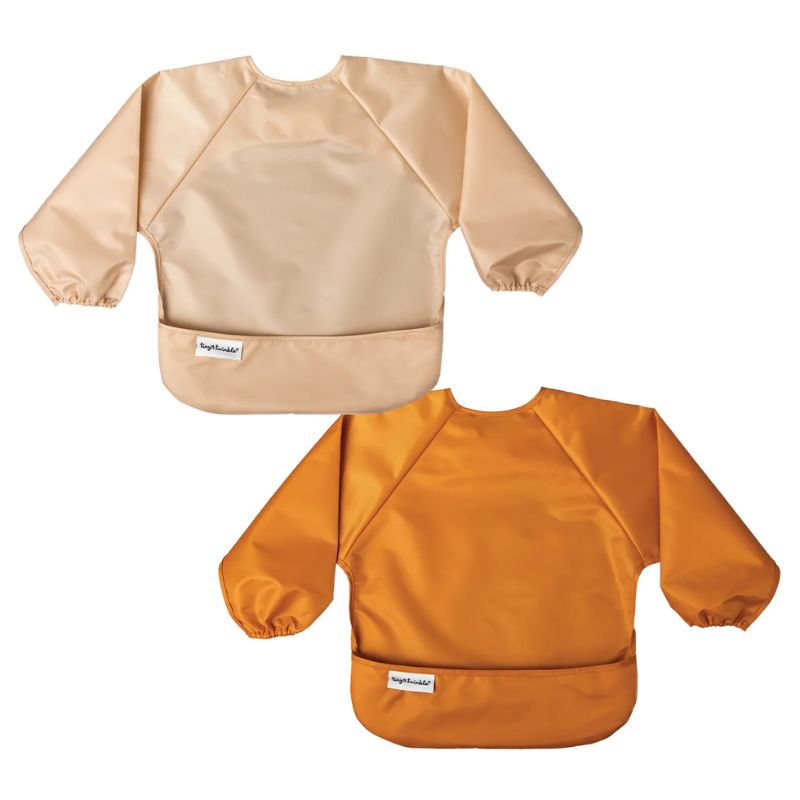 Mess-proof Full Sleeve Bibs - 2 Pack Sand/Cinnamon