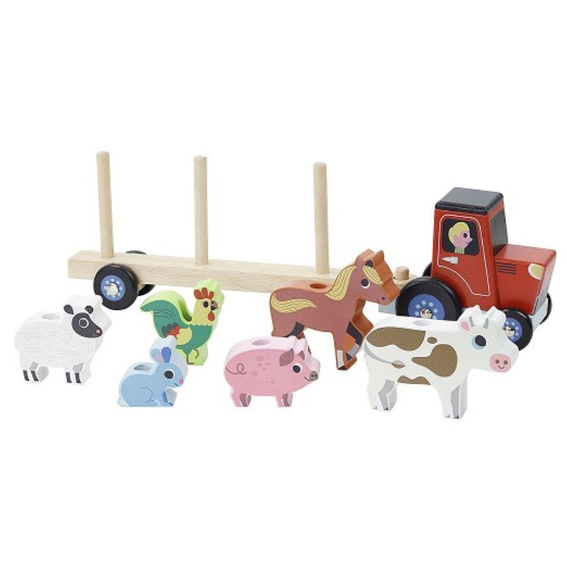 Stacking Tractor with Trailer With Animals