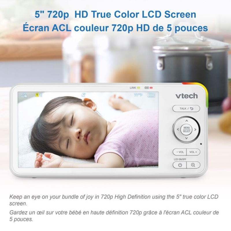 Smart WiFi Remote Access 360 Degree Pan & Tilt Video Baby Monitor with 5” Display