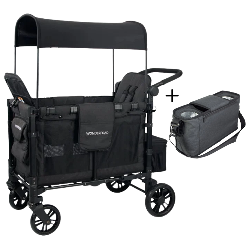 W2 Elite Double Push Wagon + Parent Console with 2 Insulated Cup Holders