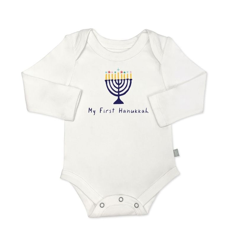 Holiday Graphic Long Sleeve Bodysuit My First Hanukkah