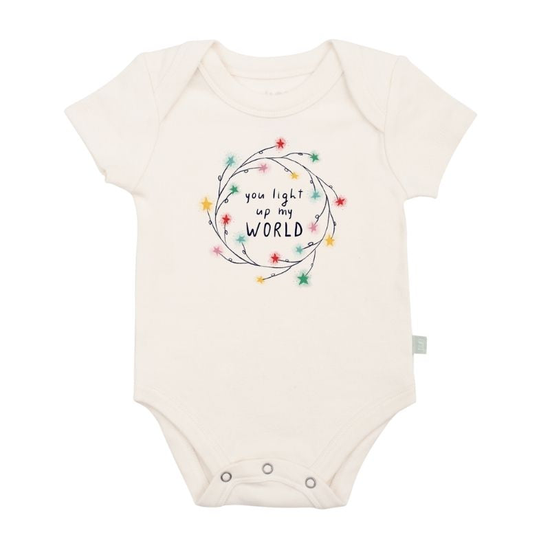 Holiday Graphic Short Sleeve Bodysuit Light Up My World