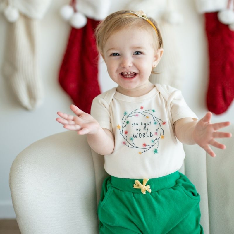 Holiday Graphic Short Sleeve Bodysuit Light Up My World