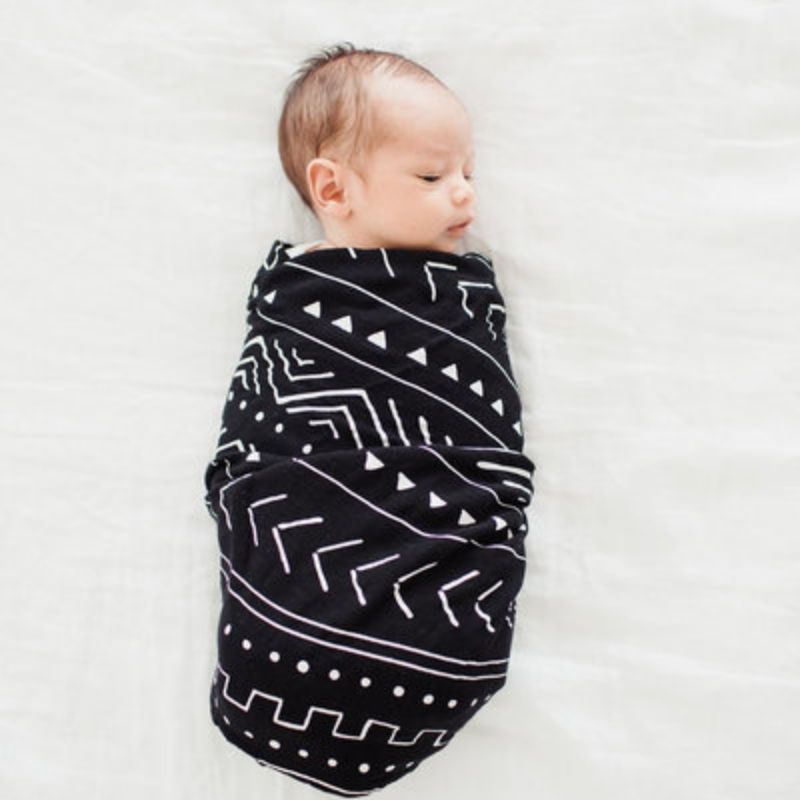Luxe Muslin Swaddle Mudcloth Black