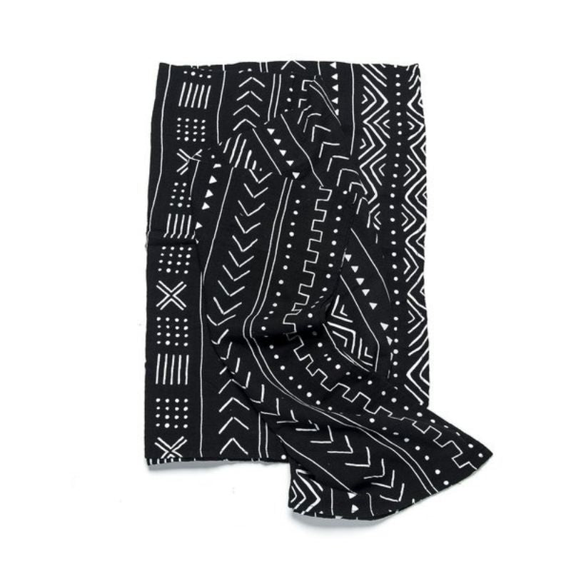 Luxe Muslin Swaddle Mudcloth Black