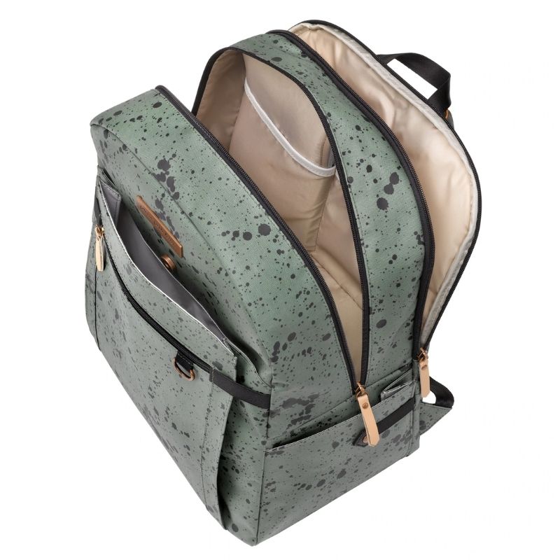 2-IN-1 Provisions Breast Pump & Diaper Bag Backpack Olive Ink Blot