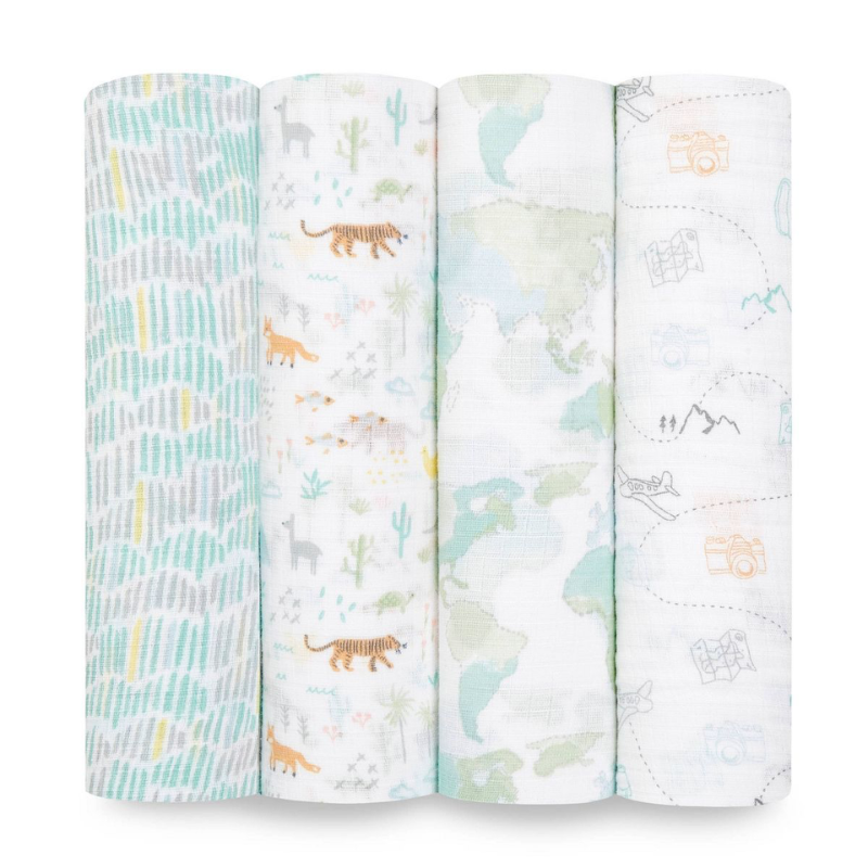 Cotton Muslin Swaddles - 4 Pack
