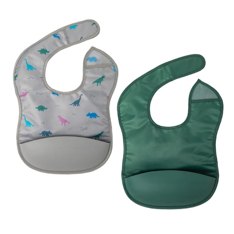 Mess-proof Silicone Pocket Bibs - 2 Pack